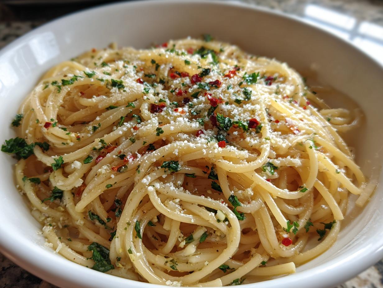 Italian Pasta with Garlic Olive Oil Sauce