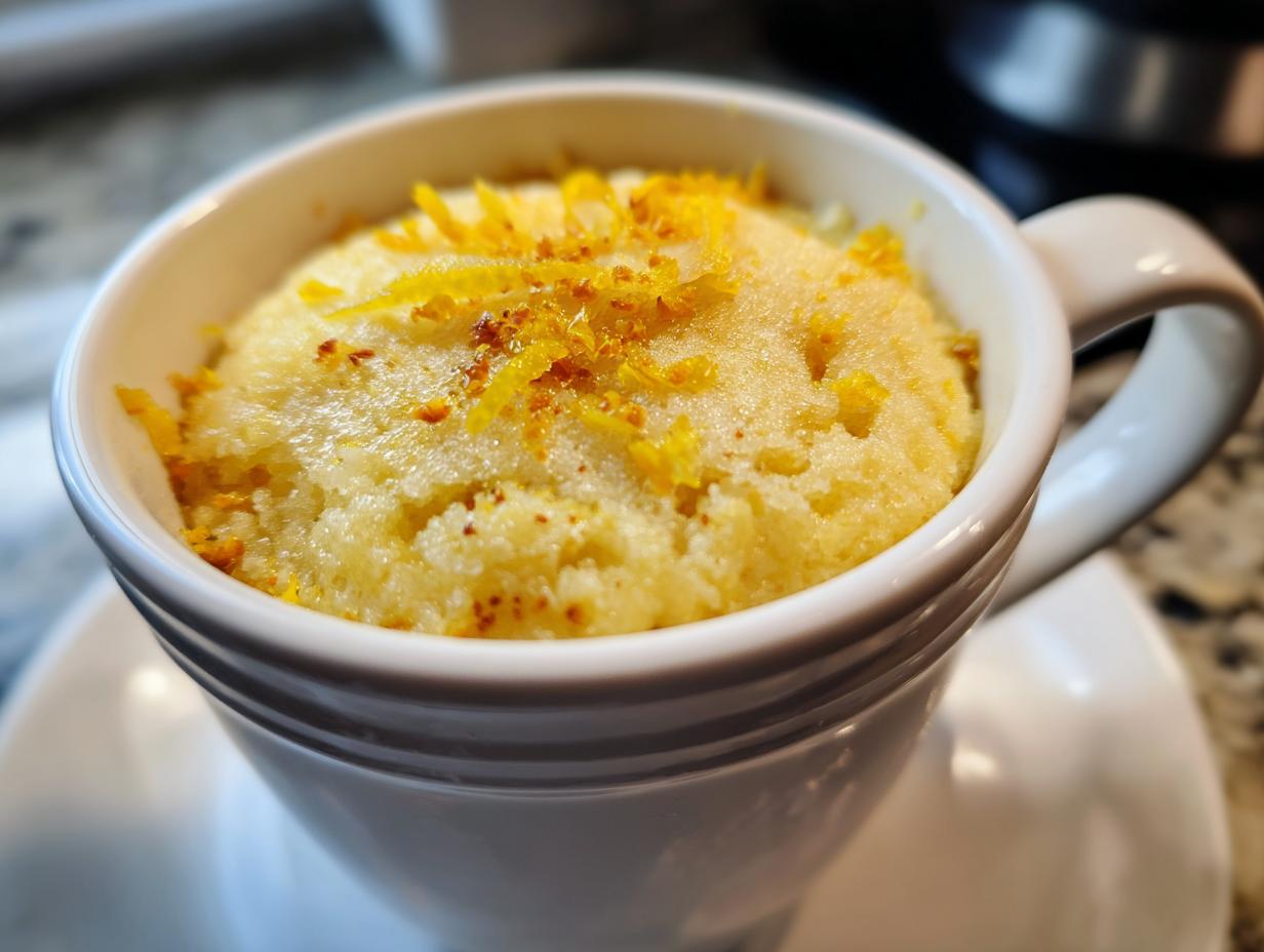 3-Minute Microwave Lemon Mug Cake – Zesty Bliss in a Mug