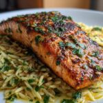 Seared Salmon Lemon Orzo