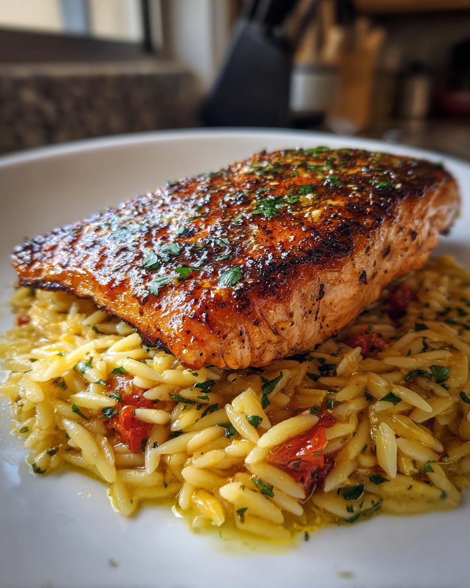 Seared Salmon Lemon Orzo - detail 2