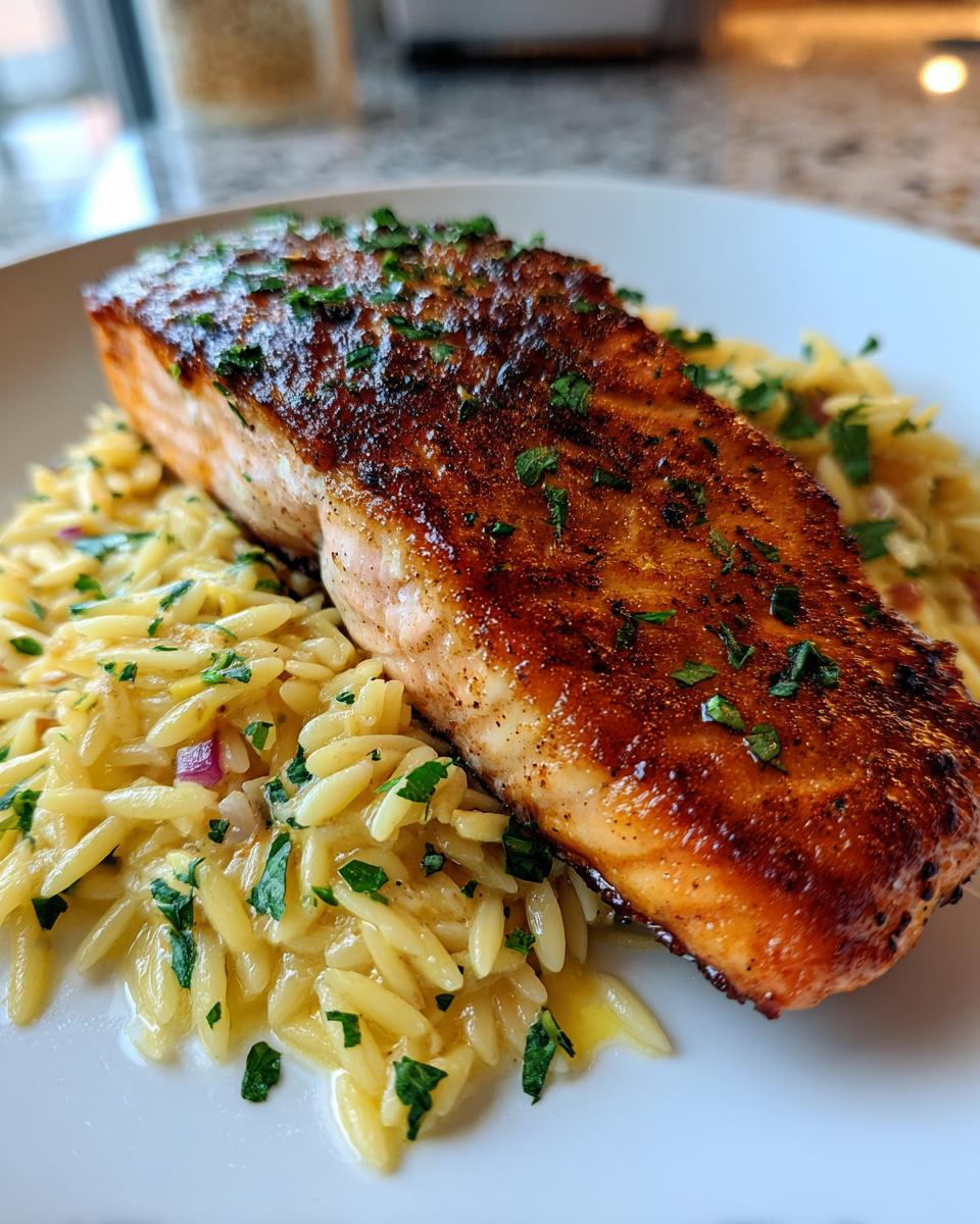 Seared Salmon Lemon Orzo - detail 3