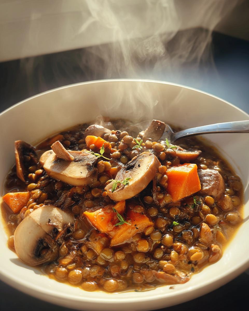 lentil mushroom stew - detail 1