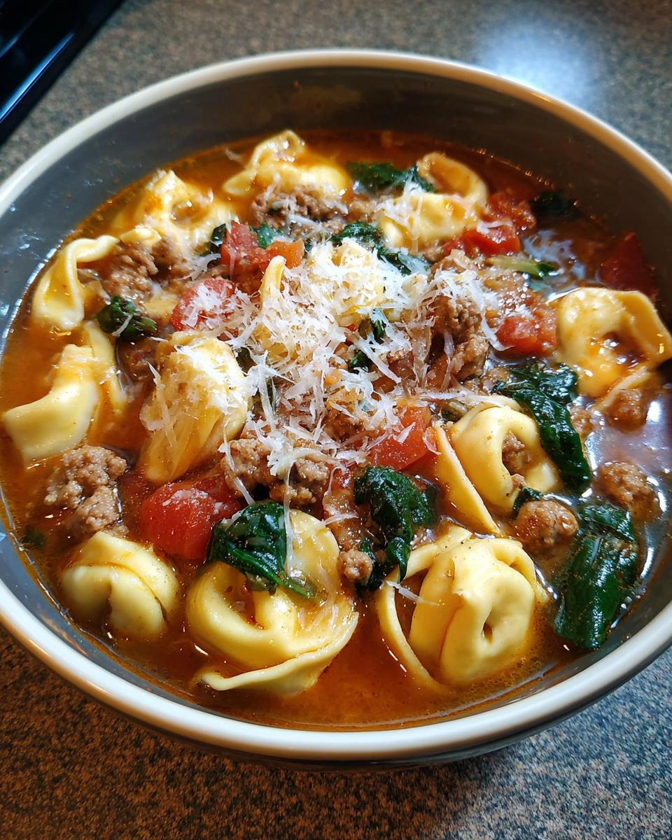 Crockpot Tortellini and Sausage Soup - detail 1