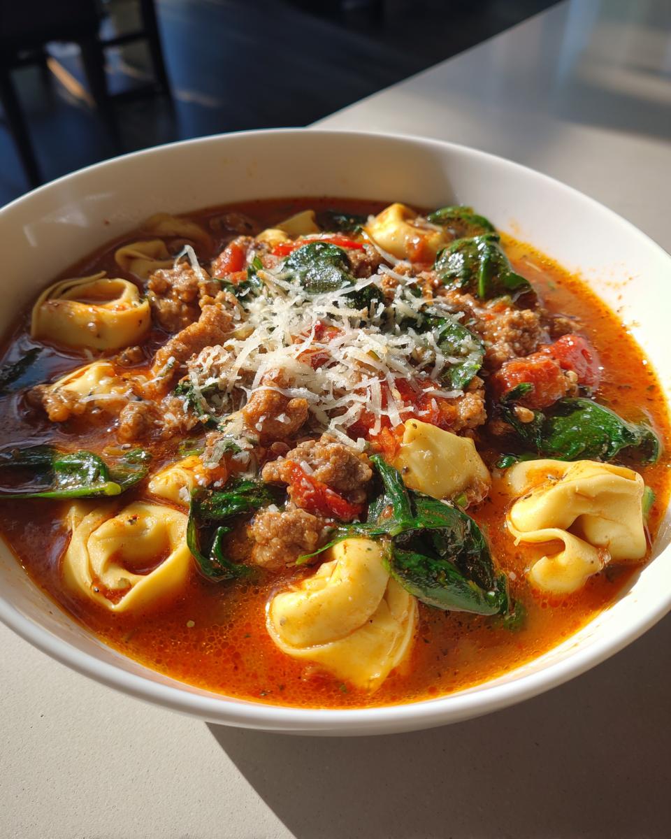 Crockpot Tortellini and Sausage Soup - detail 2