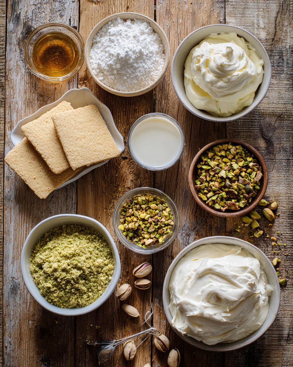 Pistachio Dessert Lasagna with Whipped Cream and Cheesecake Layers - detail 1