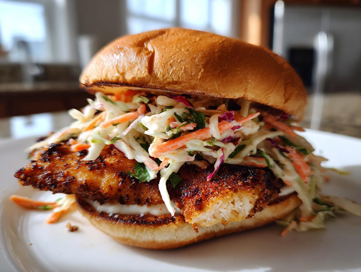 Blackened Catfish Sandwiches with Slaw