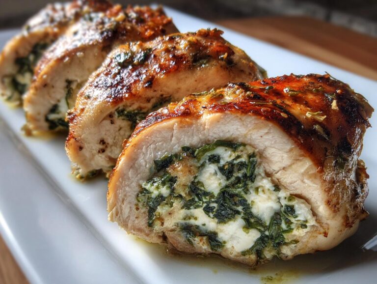 Spinach and Feta Stuffed Chicken Rolls