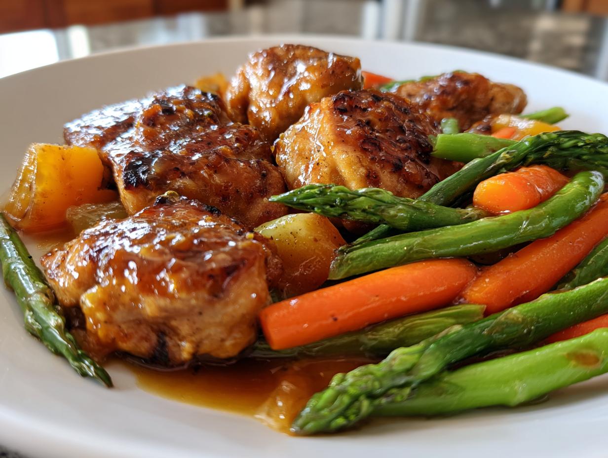 Apricot-Glazed Chicken with Spring Vegetables