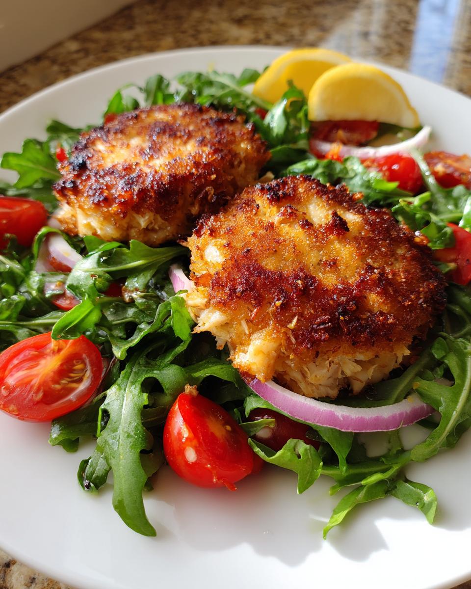Crab Cakes with Arugula Salad - detail 1