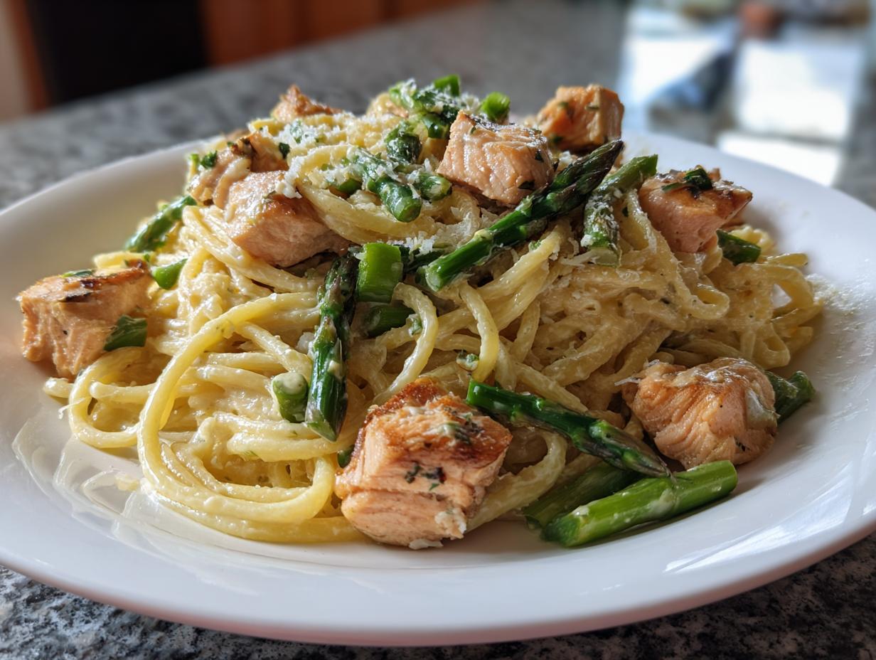 Creamy Salmon & Asparagus Pasta