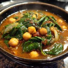 Spinach Chickpea Stew with Ginger