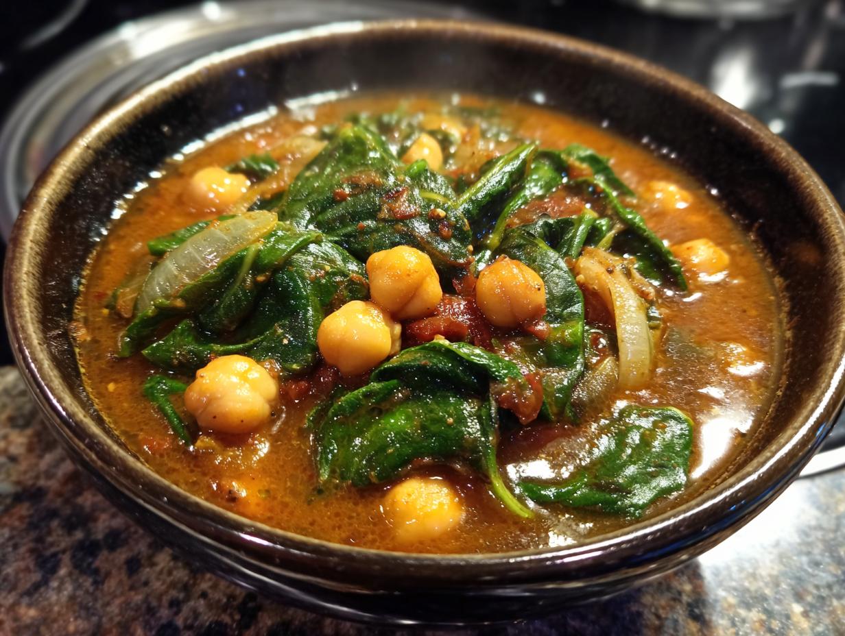 Spinach Chickpea Stew with Ginger