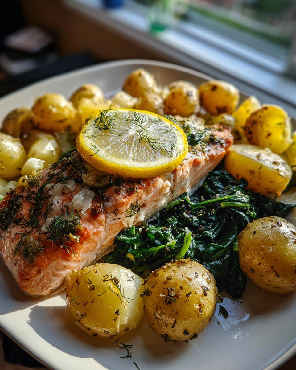 Instant Pot Salmon with Garlic Potatoes and Greens - detail 1