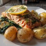 Instant Pot Salmon with Garlic Potatoes and Greens