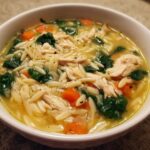 Lemon Chicken and Spinach Orzo Soup