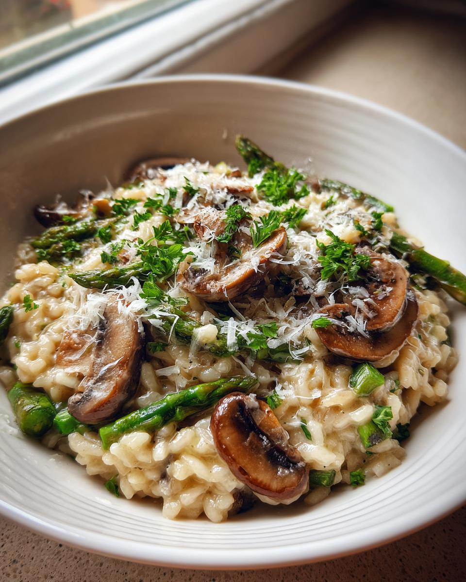Mushroom Asparagus Risotto - detail 1