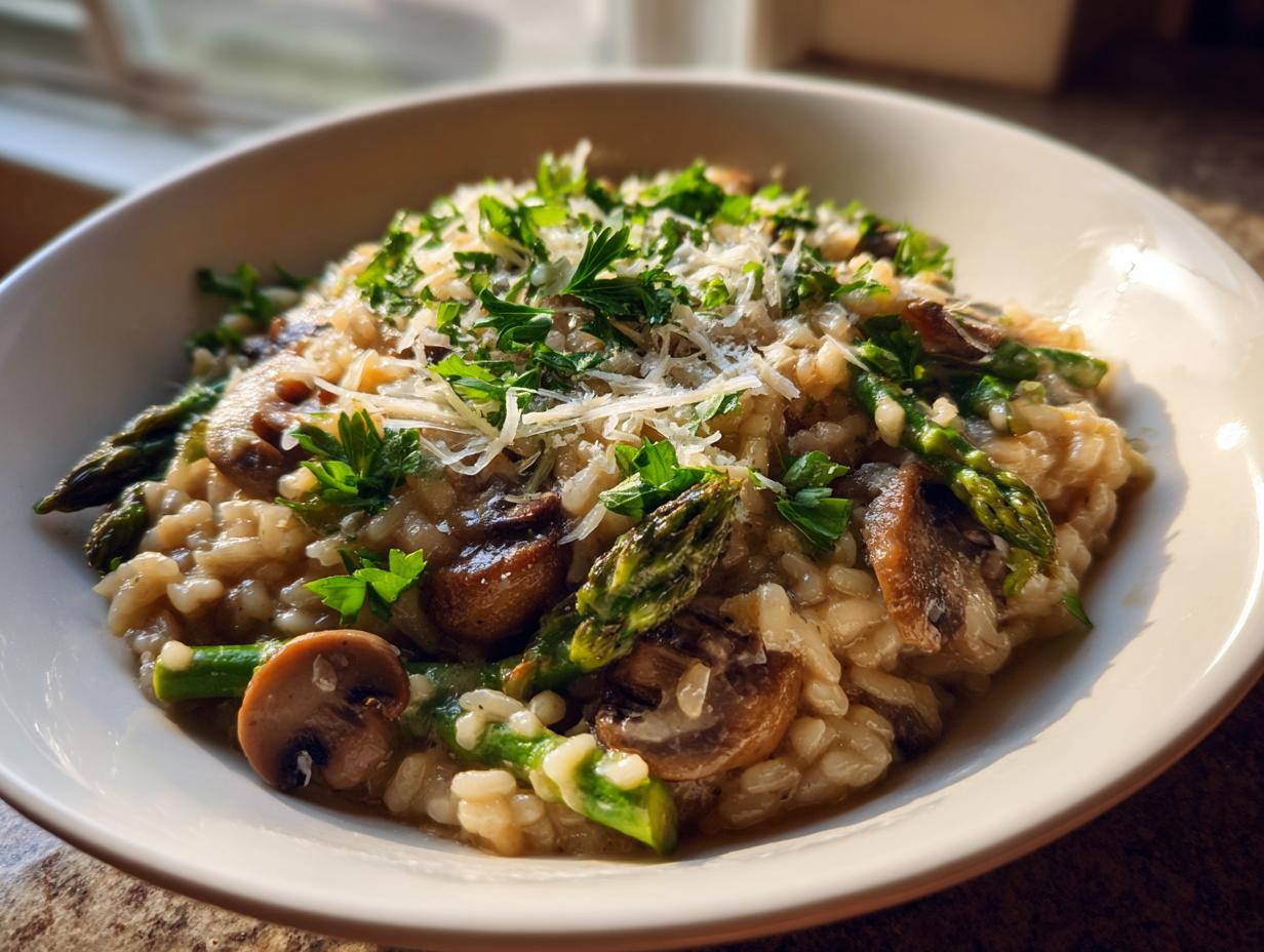 Mushroom Asparagus Risotto
