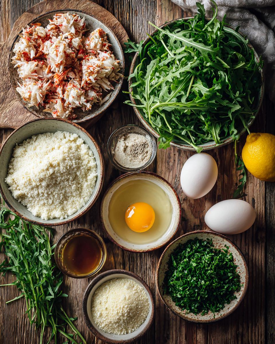 Crab Cakes with Arugula Salad ingredients