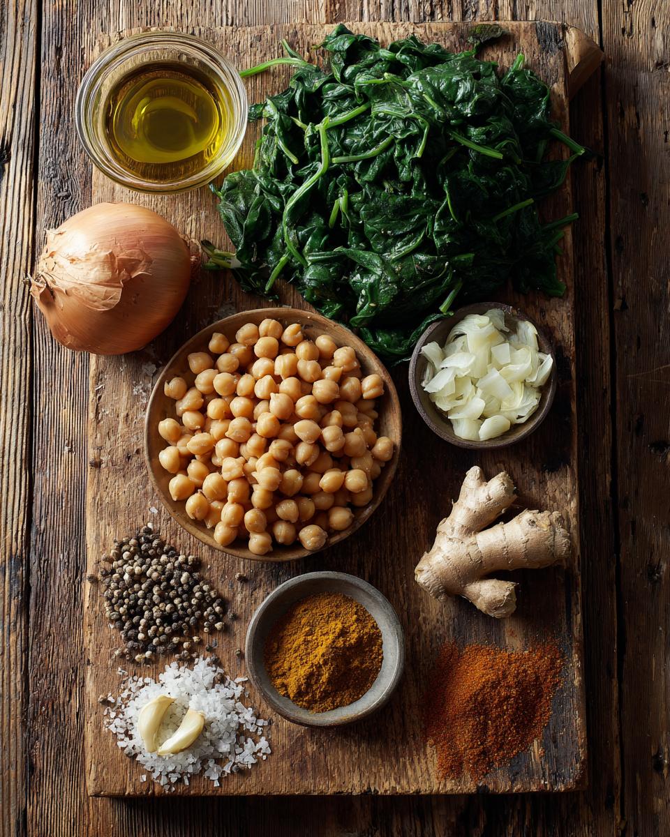 Garbanzos con Espinacas y Jengibre (Spinach Chickpea Stew with Ginger) ingredients