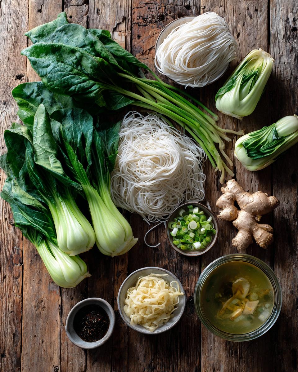 Ginger Garlic Noodle Soup with Bok Choy ingredients