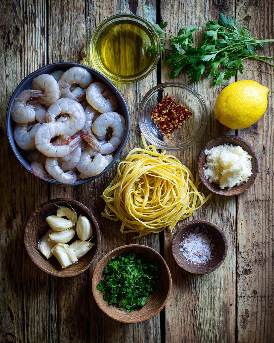 Linguine with Shrimp and Lemon Oil ingredients