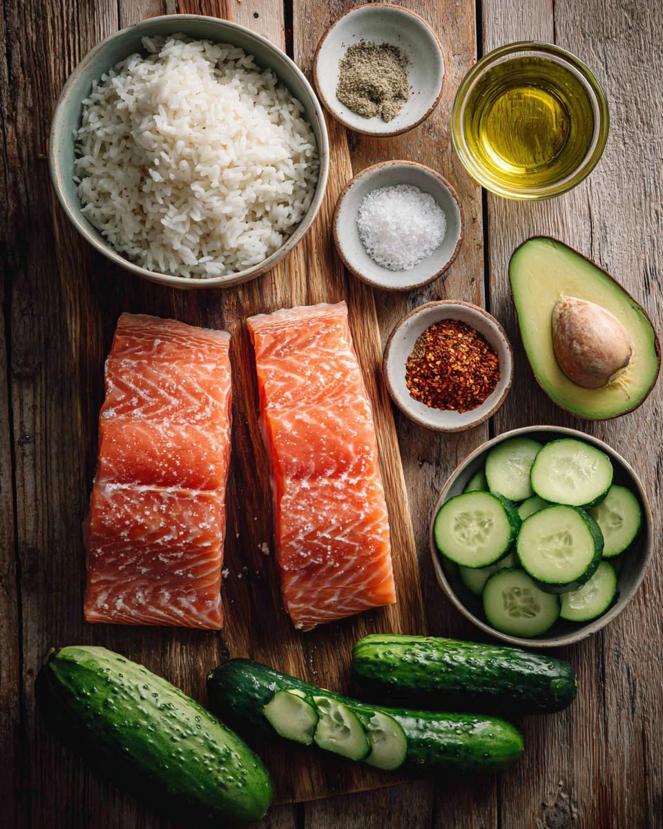 Salmon Rice Bowls ingredients