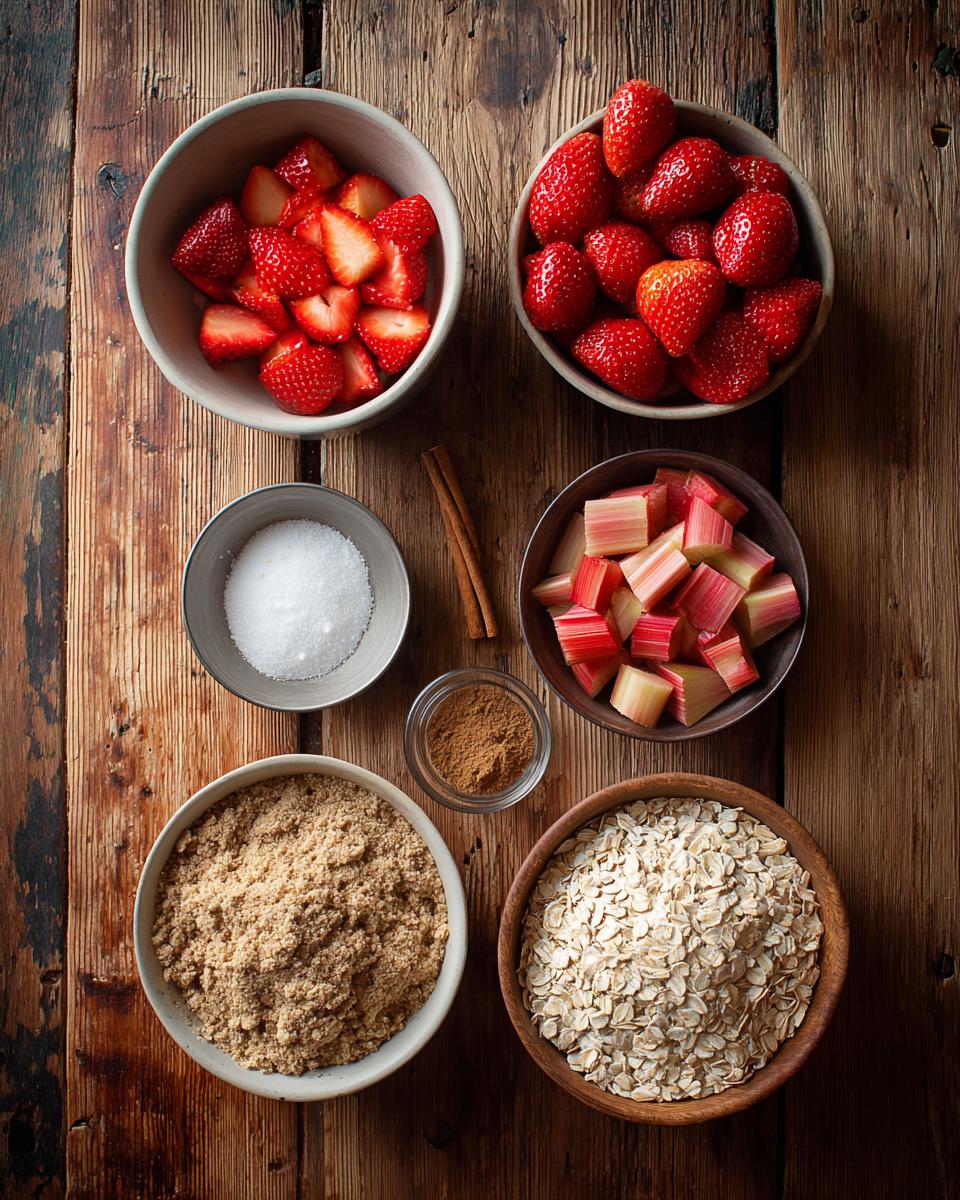 Strawberry Rhubarb Crumble ingredients